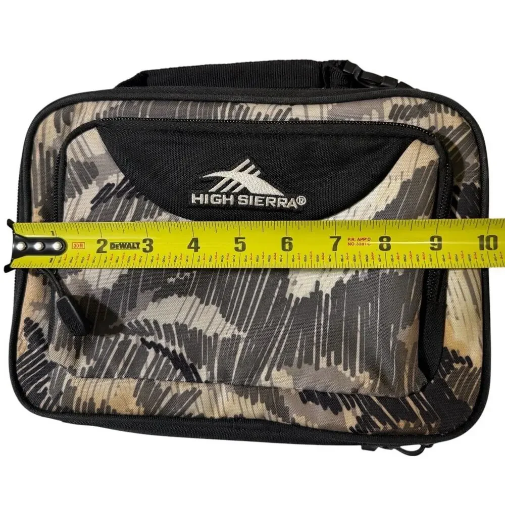 High Sierra Insulated Lunch Box Bag Scribble Camo Grey Tan Black Padded Clip-On